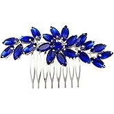 BETITETO Bridal Crystal Hair Piece Rhinestone Wedding Small Hair Comb Accessories for Women Girls (Blue)