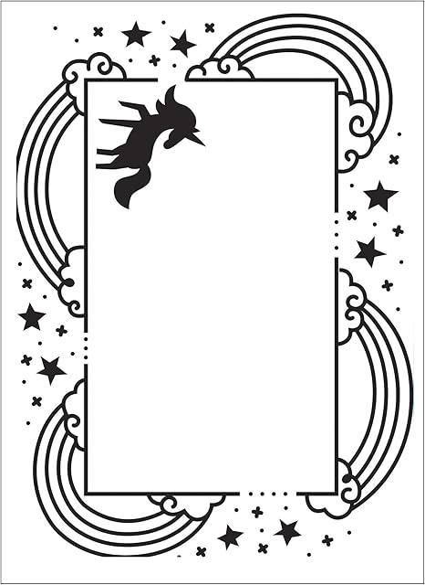 Amazon Com Darice Embossing Folder A6 Template Unicorn And Rainbow Border Transparente