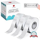 Phomermo D30 Label Maker Tape, Black on Cream White with Glitter Transparent Label Sticker Thermal Paper Self-Adhesive, 14 x 40mm (1/2" x11/2) 160 Tapes/Roll, 3 Rolls for D30 D35 Q30 Q30S Q31 D30Pro