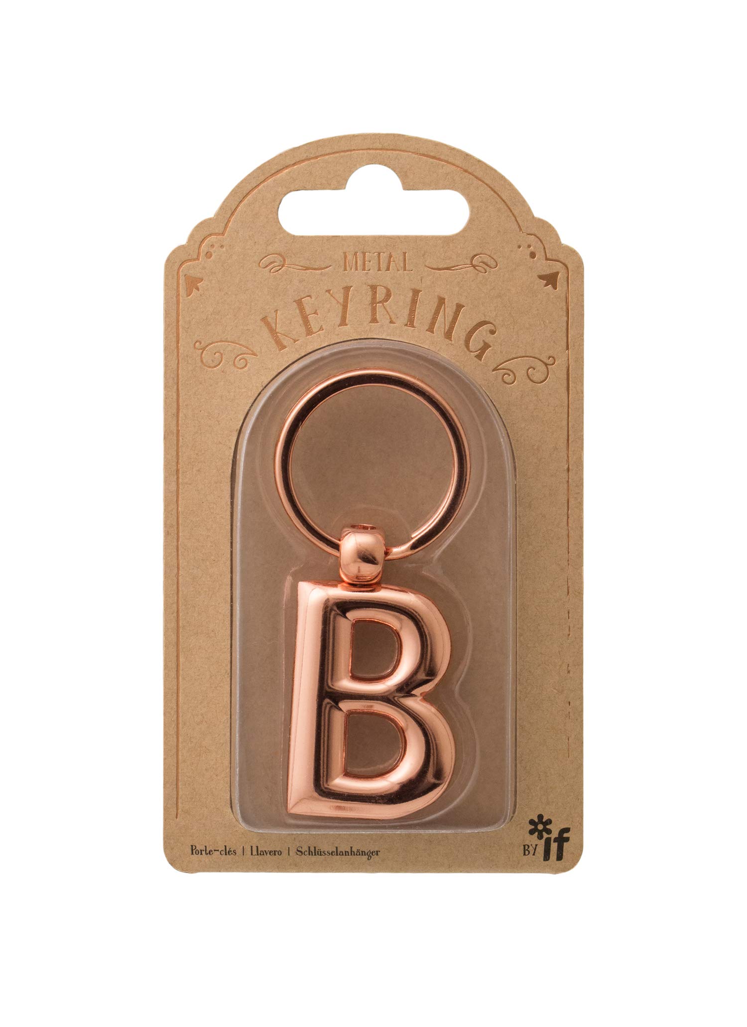 IF Metal Letter Keyring Personalised Alphabet Letters - Rose Gold - B — image 1