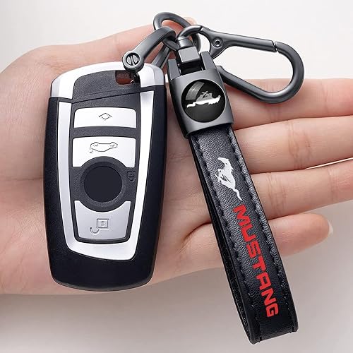 Genuine Leather Car Keychain For Ford Mustang Key Réunion - Foto 6