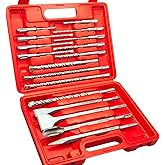 TOPEX 17 Piece SDS Plus Rotary Hammer Drill Bits Set & Chisel Bits Hole Tool Set Drilling Bricks, Concrete, Wall,Stone