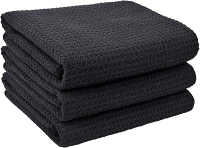 VIVOTE Microfibre Tea Towels 40x56cm 380gsm Black No Fluff Quick Dry Laundry