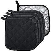 5 PCS Pot Holders for Kitchen, Cotton Potholers with Great Heat Resistance, Hot Pads, Trivets for Cooking and Baking Black