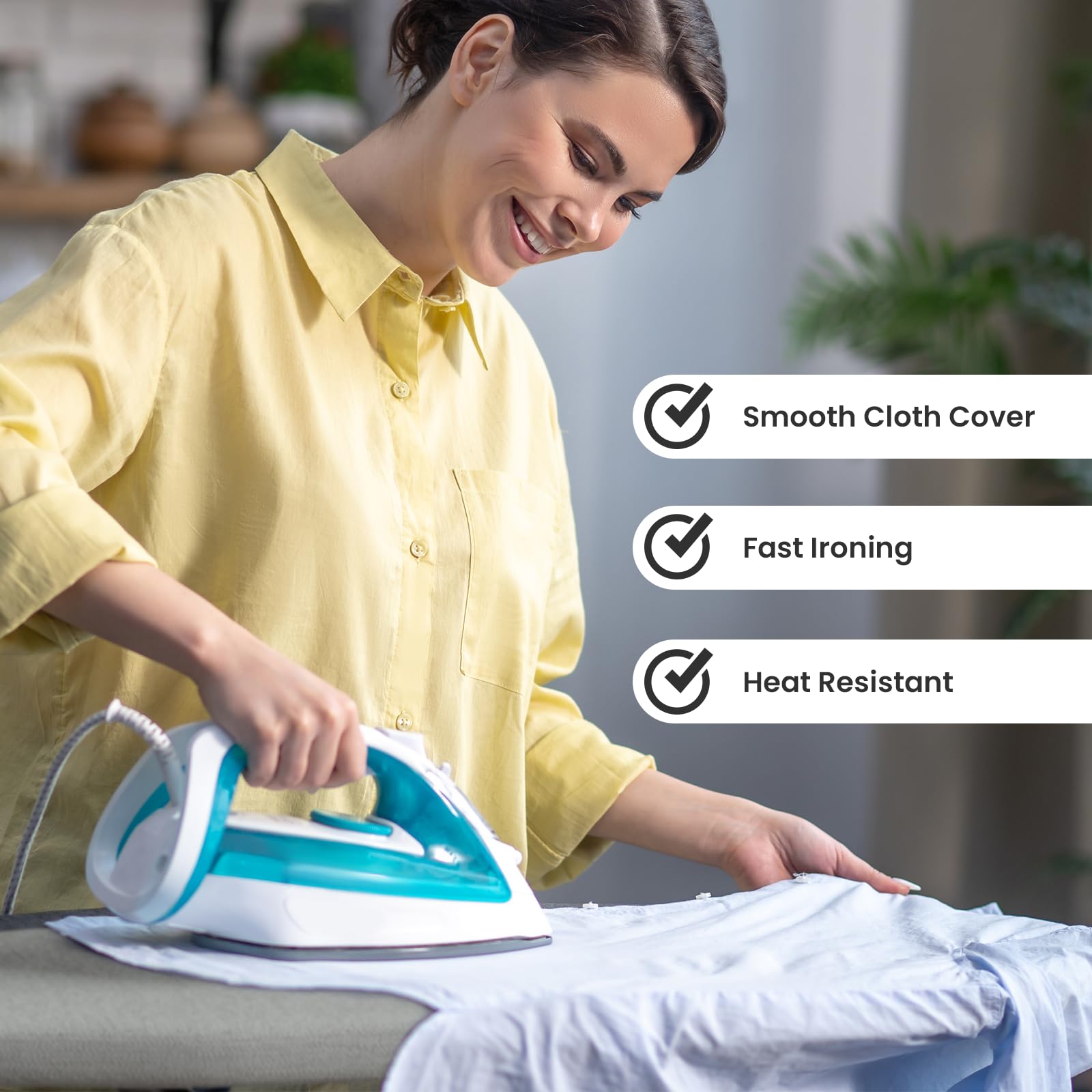 YIERYA Ironing Board with Iron Rest,Small Foldable Iron Board Reinforced Steel Legs,Adjustable Height Hanger Iron Board with 2 Heat Resistant Cover,43 x 12