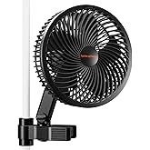 Spider Farmer Grow Tent Clip Fan 6” with 7-Speeds, EC-Motor, IP-44 Protection, Auto Oscillating Clip on Fan, Powerful Airflow
