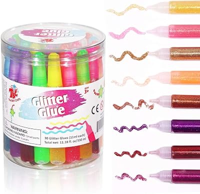 TBC Glitter Glue Pens 30 x 10ml Washable Craft Supplies