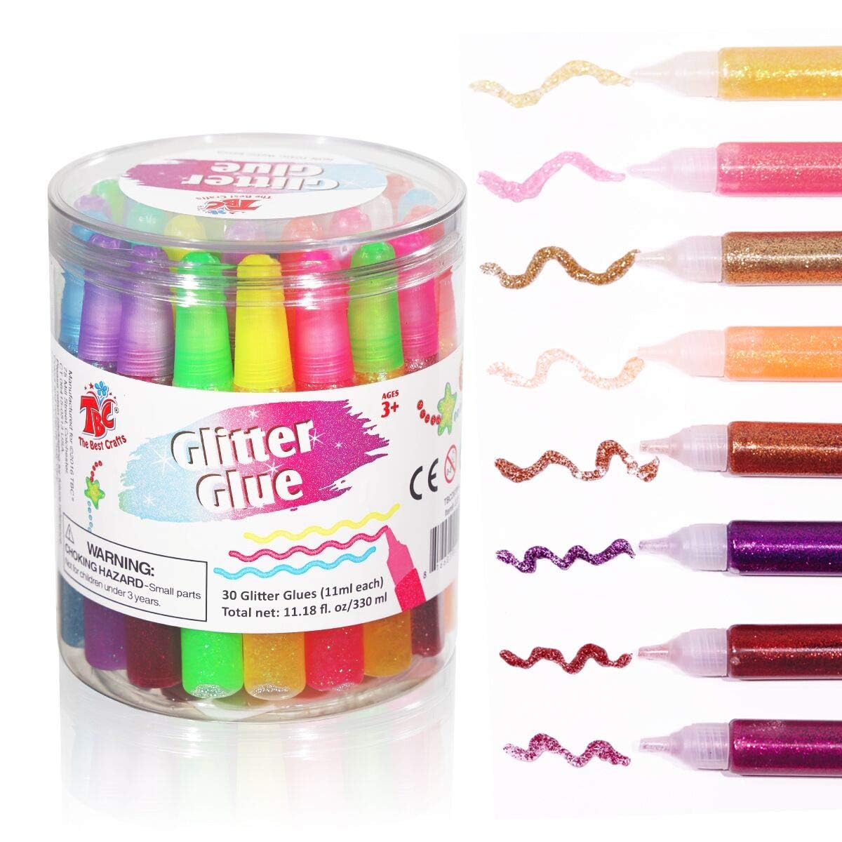 TBC Glitter Glue Pens Washable Art Crafting Supplier 30 x 10ml