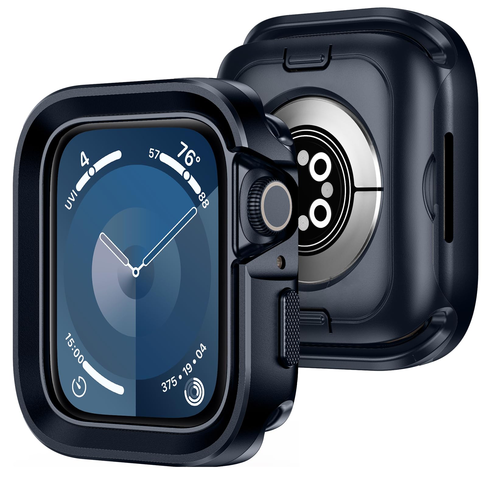 Amizee 2 in 1 Metal Rugged Case Compatible with Apple Watch Series 9/8/7 45mm, Aluminum Shockproof Protective Bumper Cover for iWatch 45mm, Blue