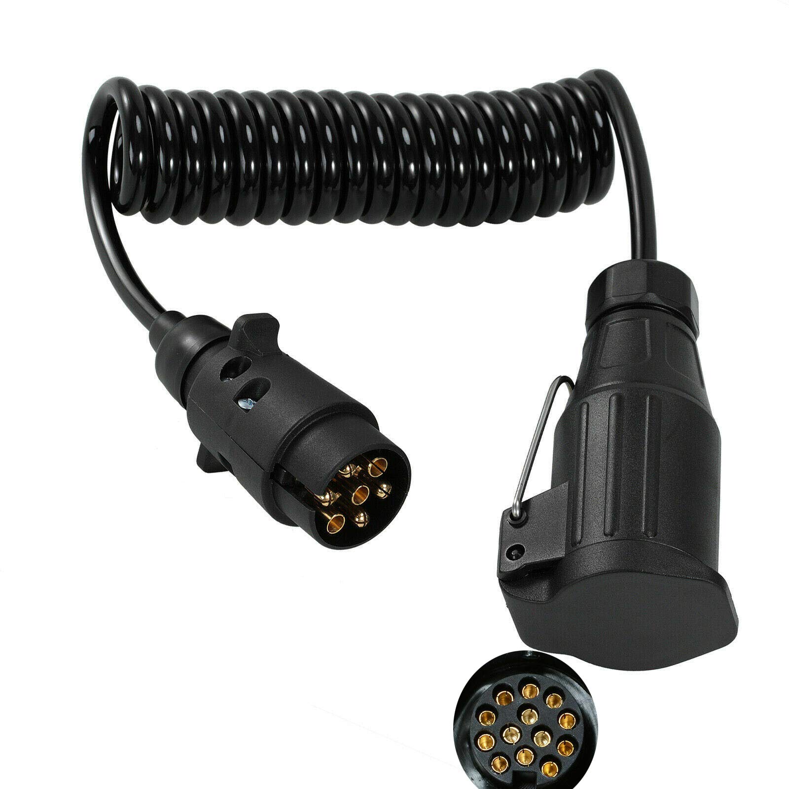 JVJ 2.0m Trailer Extension Cable Lead Towing Adaptor 7 Pin to 13 pin plug Socket Adapter12 V Wiring Caravan Connection for RV Caravans Motorhomes Car Trailer Tracktor Accessories