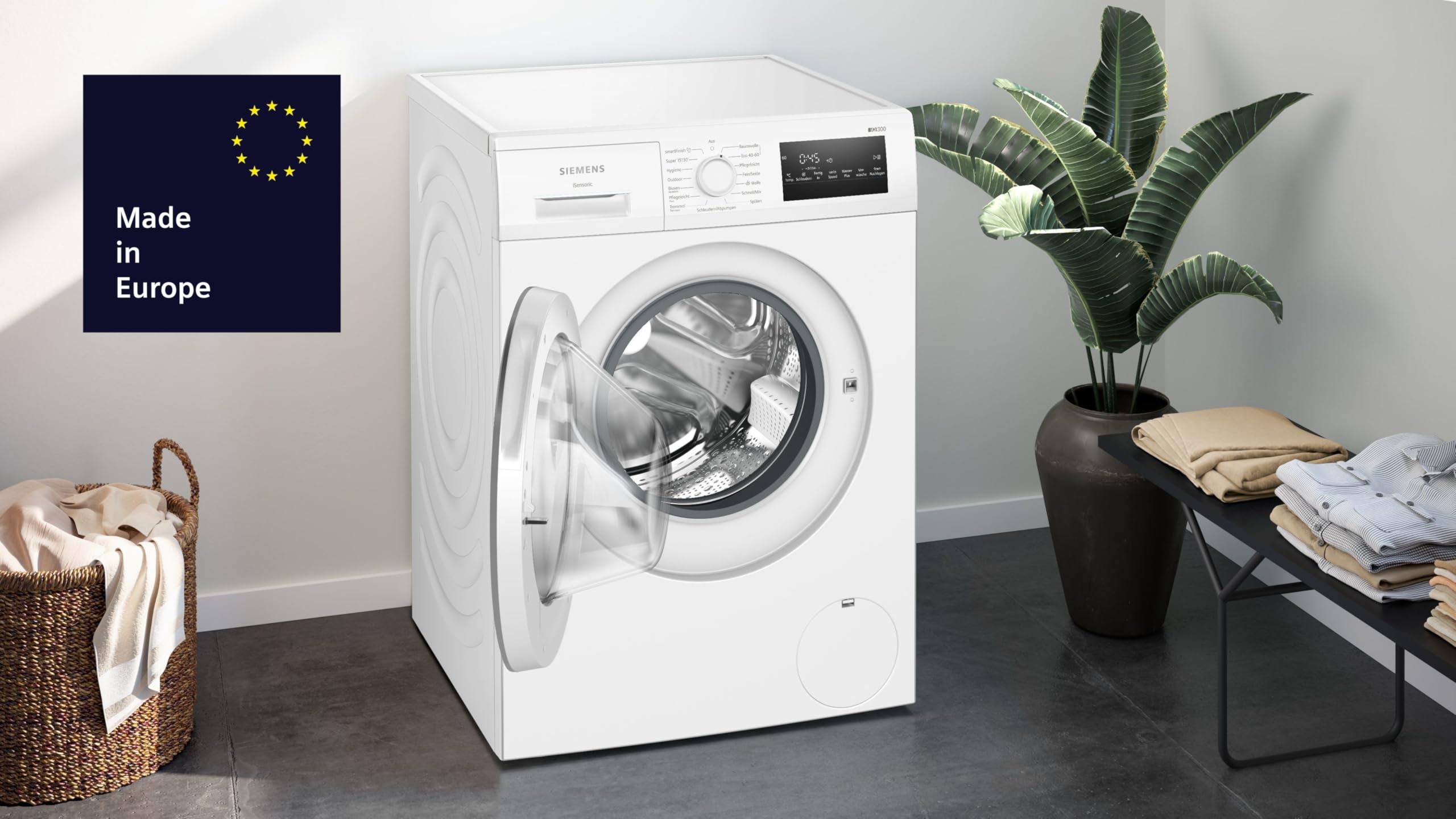 Siemens WM14N22A iQ300 Waschmaschine, Frontlader, 9 kg, max. 1400 UpM, speedPack L - saubere Wäsche in weniger Zeit, smartFinish - für weniger Falten, Outdoor-Programm, LED-Display simpleTouch, weiß 2