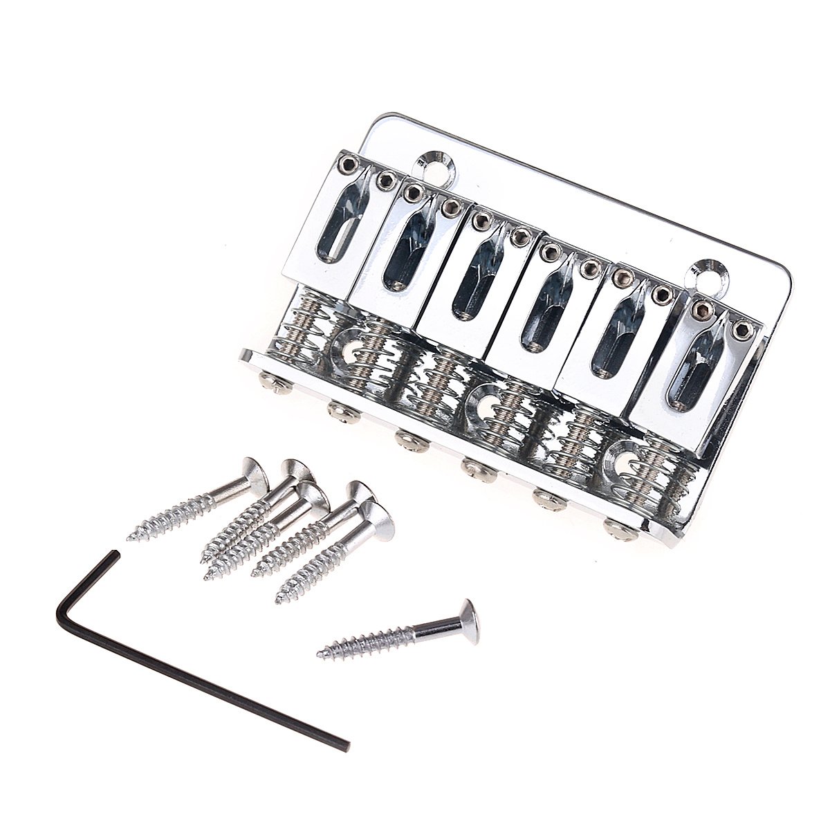 Musiclily 65mm 6 String Fixed Electric Guitar Hardtail Bridge Chrome