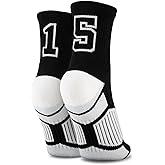 ChalkTalkSPORTS Custom Team Number Quarter Length Socks | Athletic Socks Black | Choose Your Number