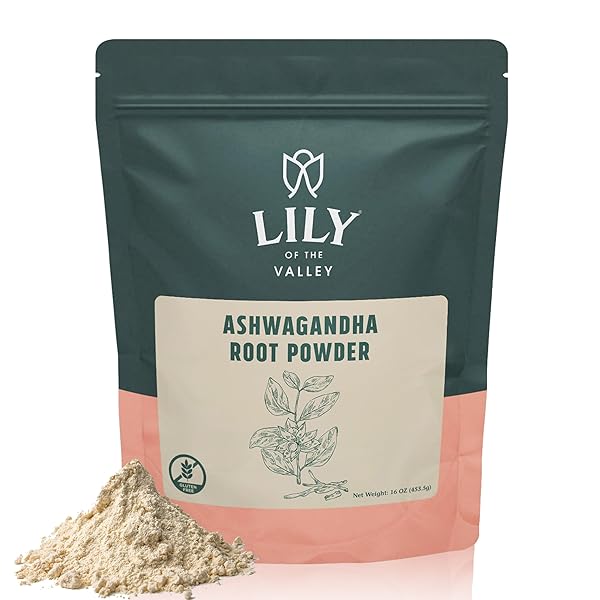 LILY OF THE VALLEY ASHWAGANDHA ROOT POWDER – WITHANIA SOMNIFERA – SOURCED FROM INDIA – NO FILLER NO ADDITIVES – INDIAN GINSENG VEGAN & GLUTEN FREE – PACKED IN RESEALABLE POUCH (16OZ, 453G)