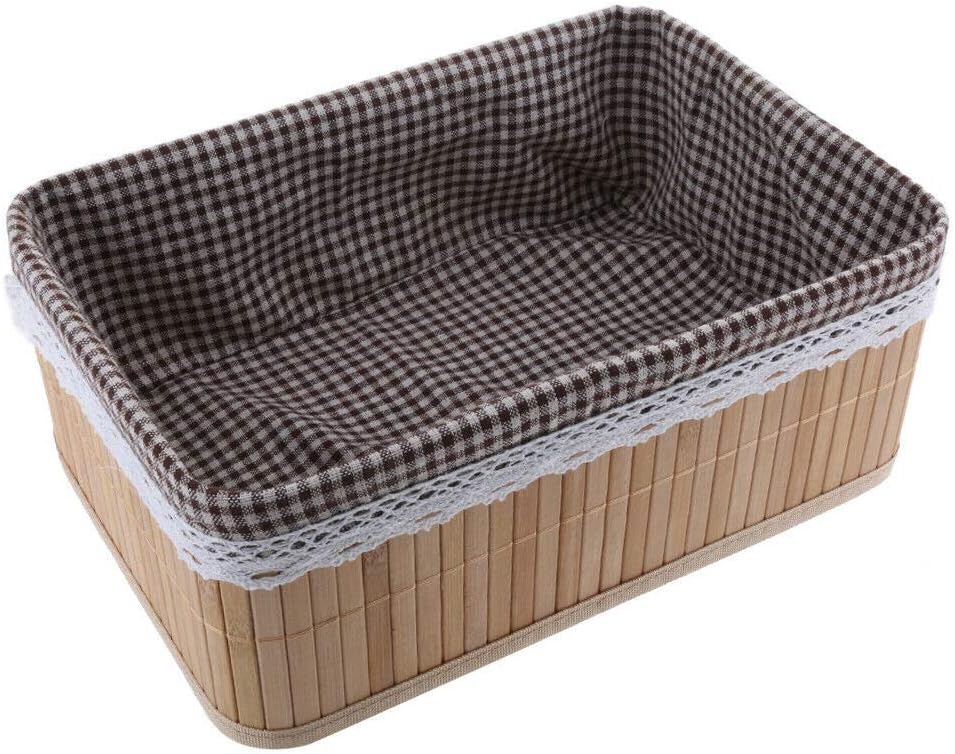 MOPOLIS Home Weaving Storage Basket Bamboo Grocery Snacks Toy Box Desktop Organizer | Size - 32x22x12cm