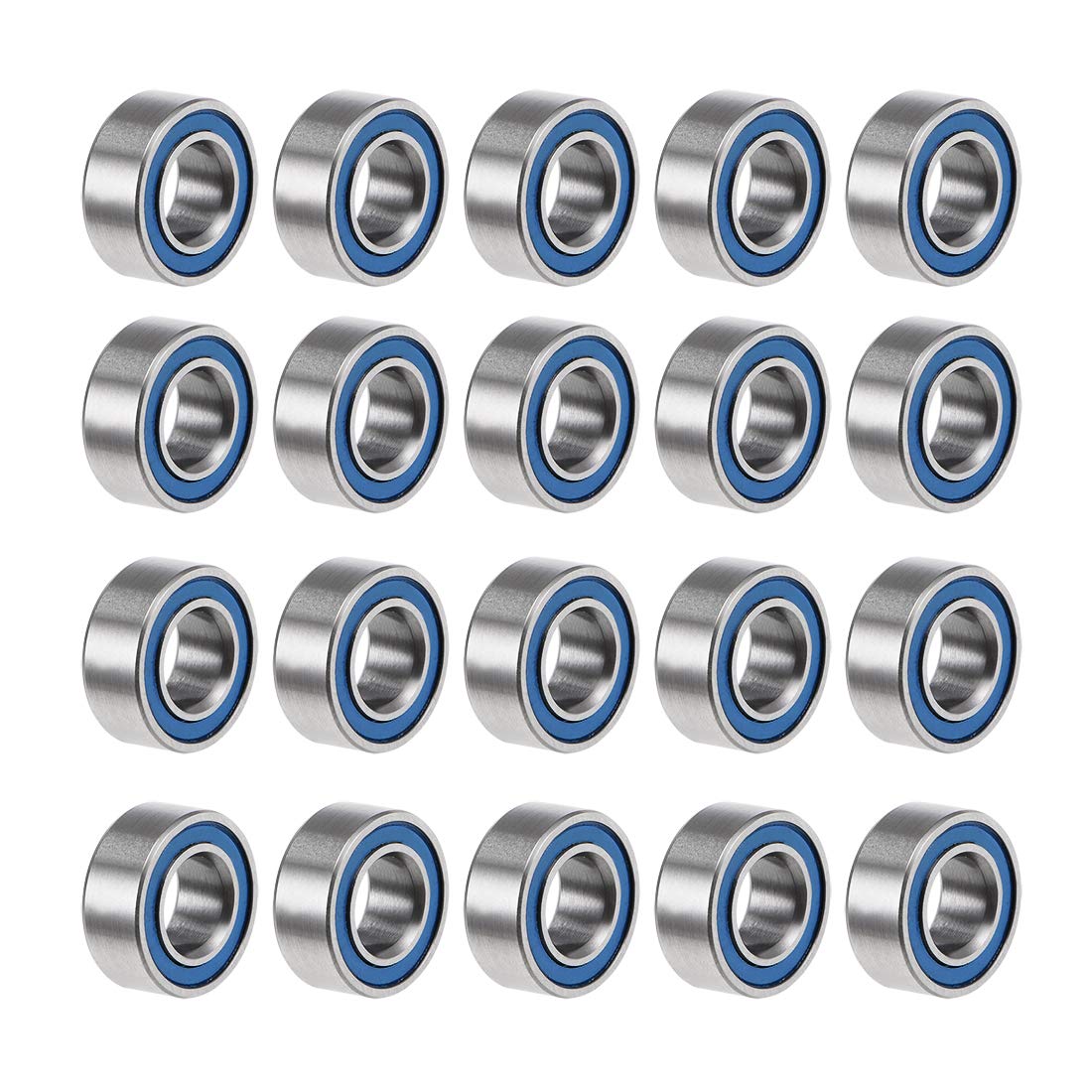 sourcing map MR105-2RS Deep Groove Ball Bearings 5mm Inner Dia 10mm OD 4mm Bore Double Sealed Chrome Steel Blue Seal Z2 20pcs