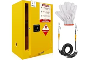 QUARPAL 24 Gallons 23" x 18" x 35" Flammable Storage Cabinet, Galvanized Steel Yellow Fire Cabinet with Adjustable Shelf & Locks, Flammable Chemical Fuel Liquids Safety Cabinet (Yellow)