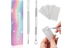 BOMOQING 2PCS Cuticle Pusher and 60 Nail Sand Polishing Tablets,Cuticle Pusher Tool Lottery Ticket Scratcher Tool,Under Nail Cleaner Tool Nail Remover Kit Toenail Scraper Cleaner Replaceable Sandpaper