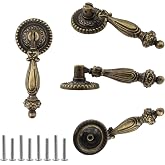 Renashed 4 Pack Antique Drawer Pull Vintage Bronze Metal Drawer Handle Knob (Large Finger Pull Handle)