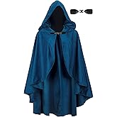 UQJE Medieval Cloak with Hood Halloween Renaissance Hooded Short Cape for Men and Women