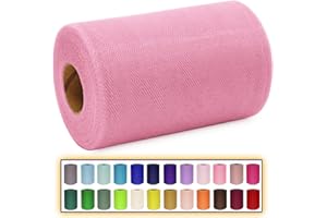 MIGLORIA Pink Tulle Fabric Roll 6 Inch X 300 FT (100 Yards) Matte Tulle Ribbon Netting Mesh Spool for DIY Tutu Skirt Wedding Bow Gift Wrapping Baby Shower Christmas Party Halloween Decorations