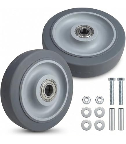 MECCANIXITY 4-Inch Push Cart Wheel Replacement – 2 Pack, Rubber Caster Wheels With Bearings, 176 Lbs Capacity, Anti-Static, For Furniture & Carts