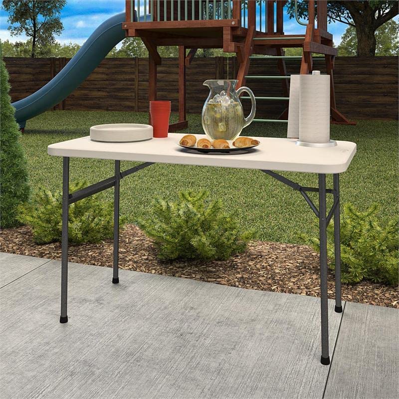 COSCO 4 ft. Straight Folding Utility Table, White, Indoor & Outdoor