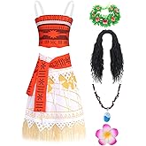 ZFQI Women Girls Princess Costume Set with Wig Necklace Hairpin Headband for Halloween Ocean Theme Party