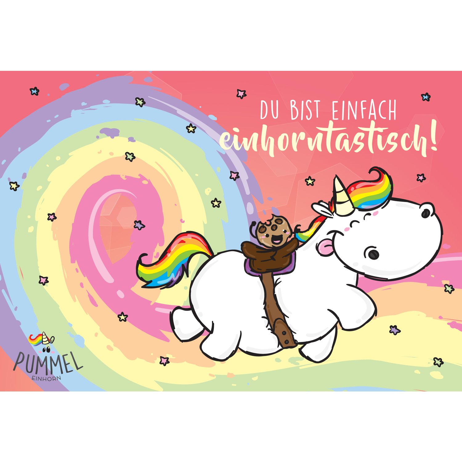 'Greeting Card With Envelope, No. 12, Einhorntastisch Pummel A Horn