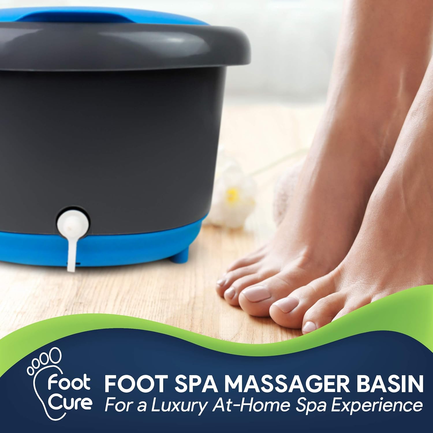 FOOT CURE Foot Spa Massager Basin – Heated Electric Foot Bath Tub with Automatic Massage Rollers & Temperature Control – Luxury Spa Treatment That Rejuvenates Tired Feet & Relieves Pain & Pressure: Health & Personal Care