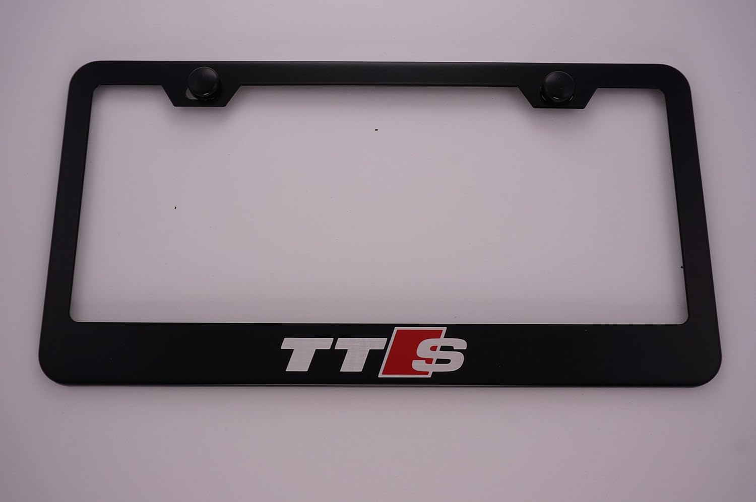 Fit Audi TTS Matt Black License Plate Frame with Caps