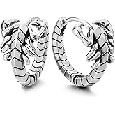 Mens Stainless Steel Scorpion Hoop Earrings, Huggie Earrings Hinged, Gothic Biker Punk Jewelry