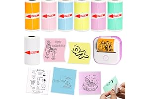RIFANDA 7 Rolls Mini Printer Sticker Paper 53x28mm for Phomemo T02/M02/M02S/PRO Mini Printers, 3.75m Mini Colorful Self-adhesive Thermal Sticker Paper for Study Notes, Journals, Photos