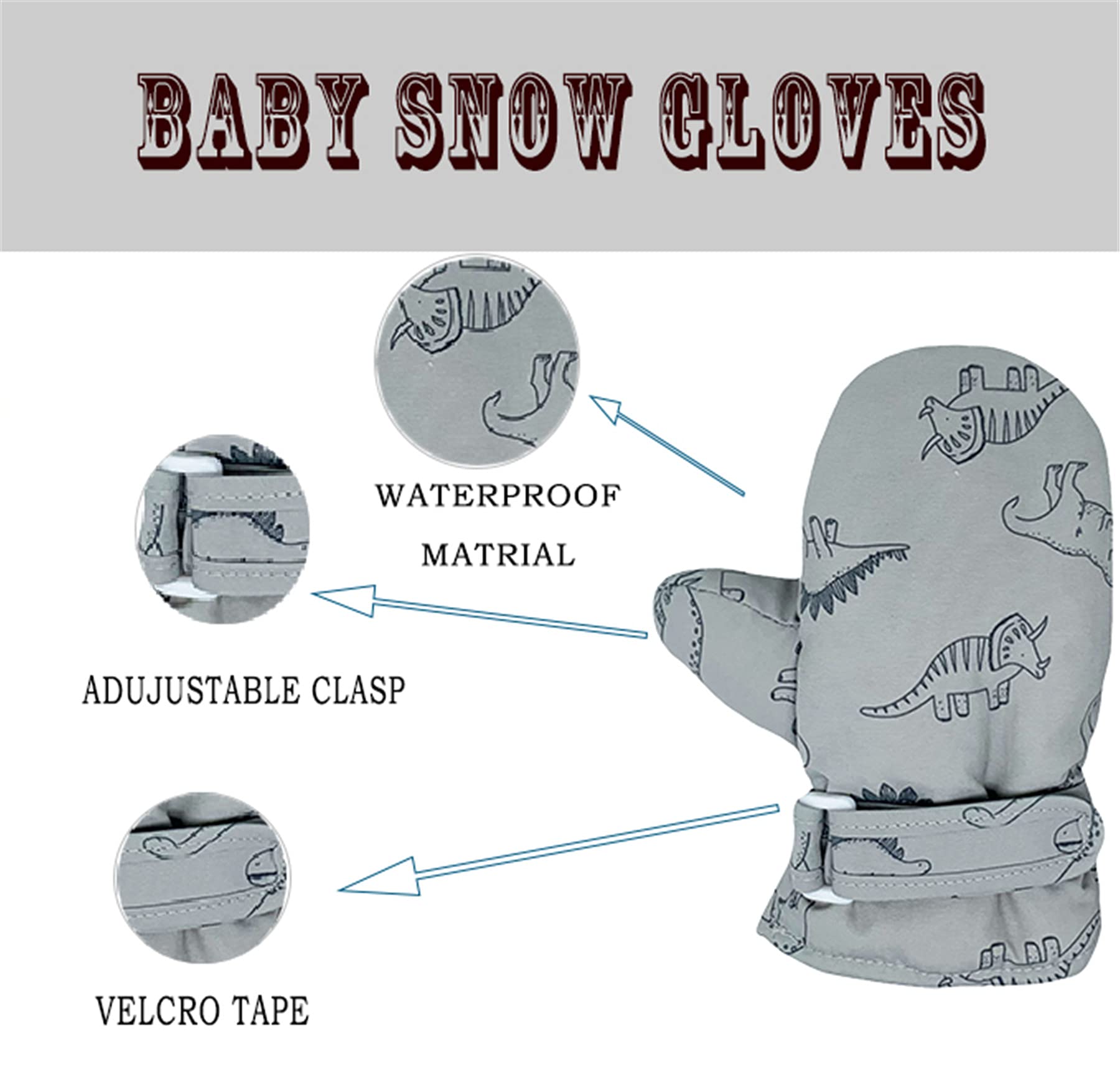 Urban Virgin Infant Baby Toddler Kids Winter Mittnes Lined Fleece Warm Waterproof Ski Snow Gloves For Boys Girls