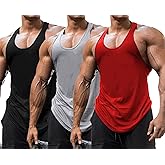 Babioboa Men's 3 Pack Gym Workout Tank Tops Y-Back Muscle Tee Stringer Bodybuilding Sleeveless T-Shirts