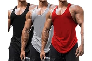 Babioboa Men's 3 Pack Gym Workout Tank Tops Y-Back Muscle Tee Stringer Bodybuilding Sleeveless T-Shirts