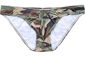 COMLIFE Men's Low Rise Camouflage Bulge Pouch String Bikinis Briefs Underwear