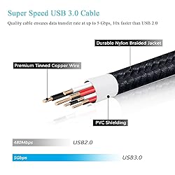 Besgoods Micro USB 3.0 Cable - 1.5 ft/50cm Short