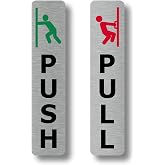Pair of Silver Push &amp; Pull, Strong Adhesive, Aluminium Door Signs - Generic Door Sign for business, restaurants, bars, hotels, schools, cafe. Shipped Globally.
