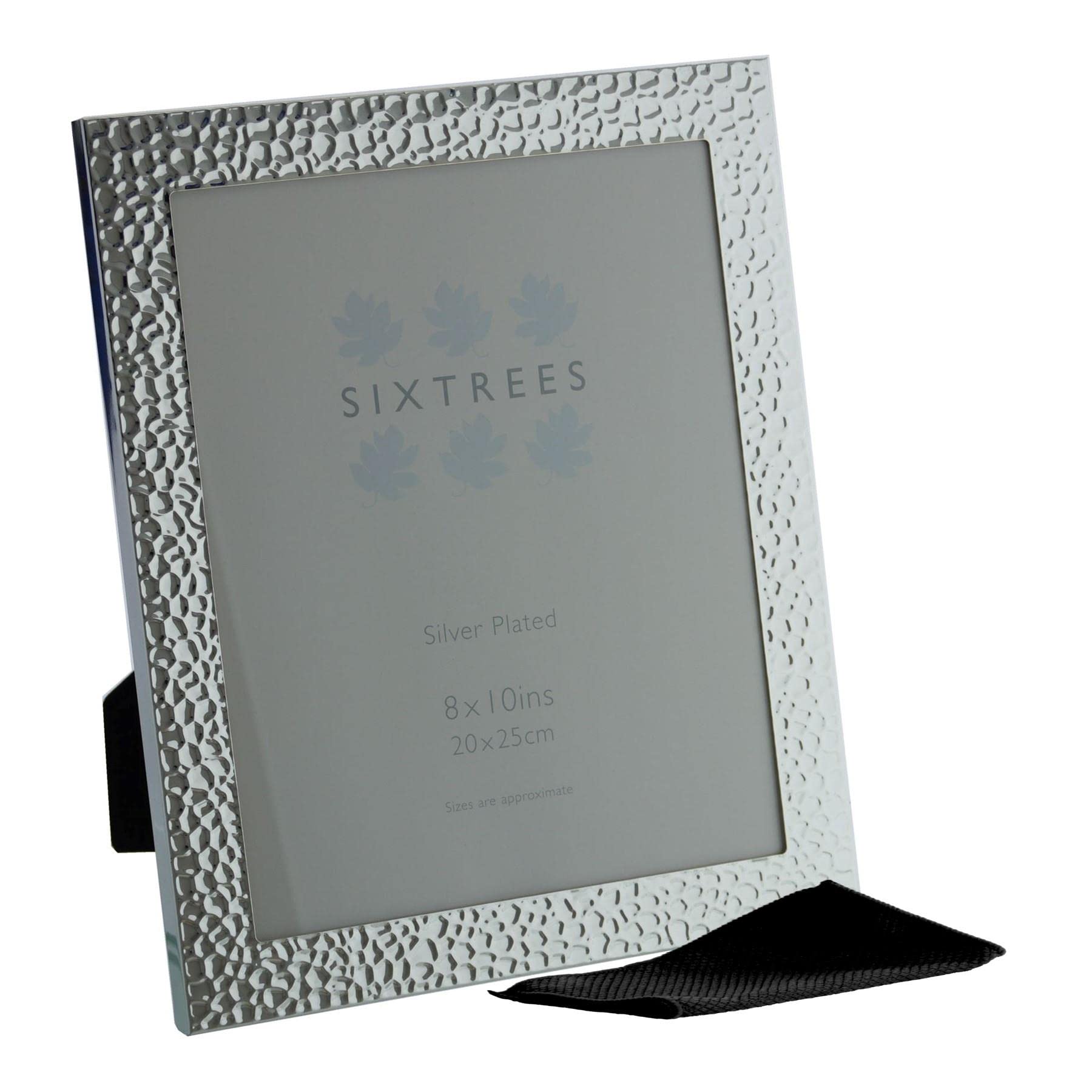 Sixtrees 6-345-80 Williams Embossed Silver Plated 10 x 8 inch Photo Frame. Complete with microfibre polishing cloth — image 1