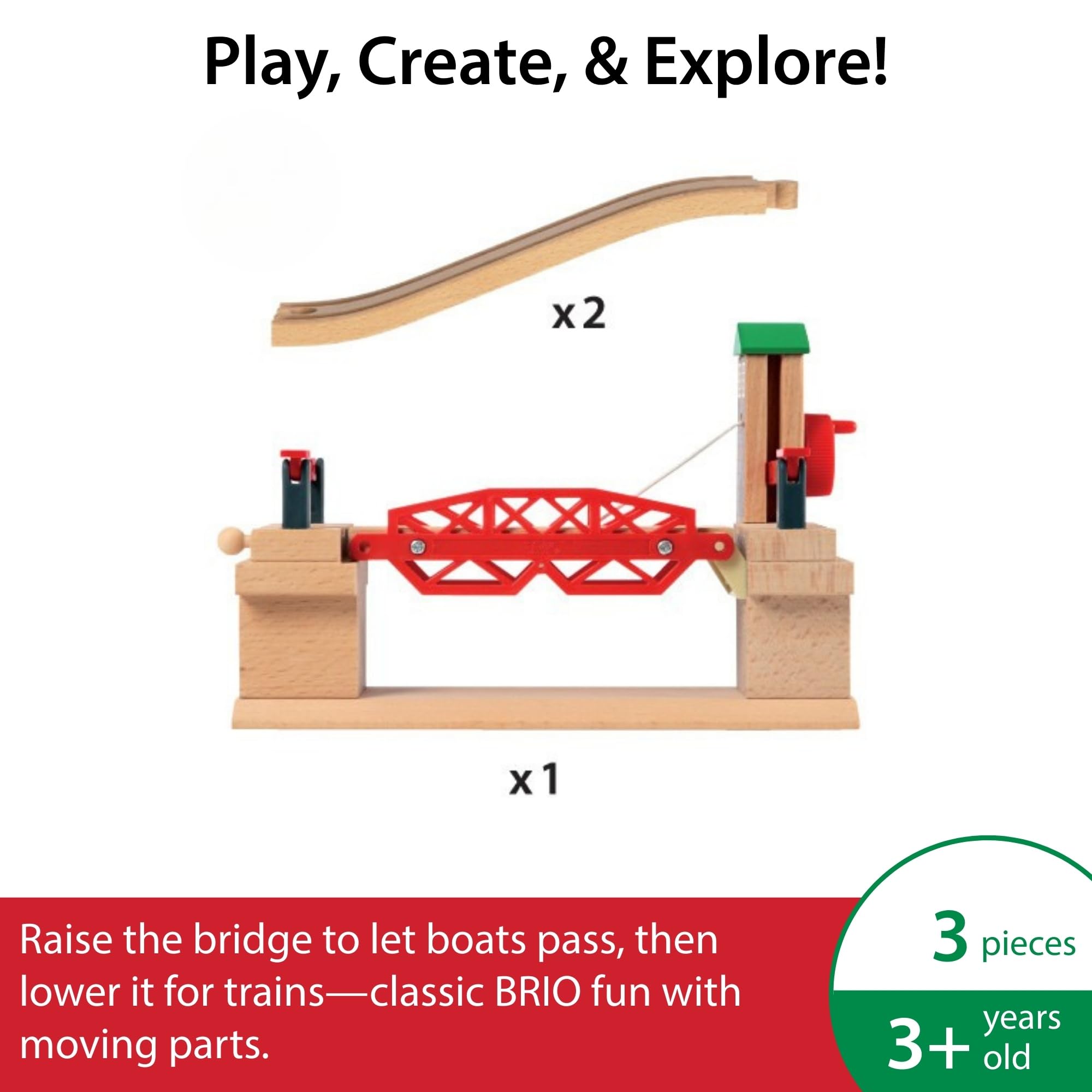 BRIO World Lifting Bridge - Moveable Wooden Train Accessory - FSC-Certified - Compatible with All BRIO Railway Sets - Includes 1 Lift & 2 Tracks - Creative Fun & Development - Kids Ages 3 & Up