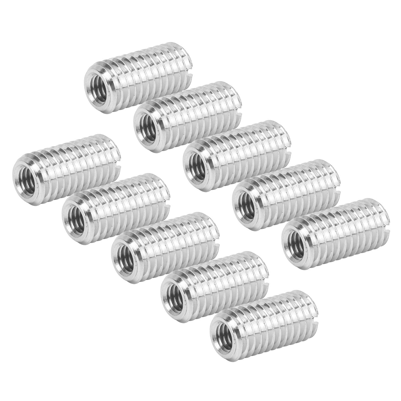 BORDSTRACT Quick Thread Insert, 10pcs Self Tapping Stainless Steel Thread Repair Inserts, M6 x 1.0 Female, M10 x 1.5 Male, 20mm Length