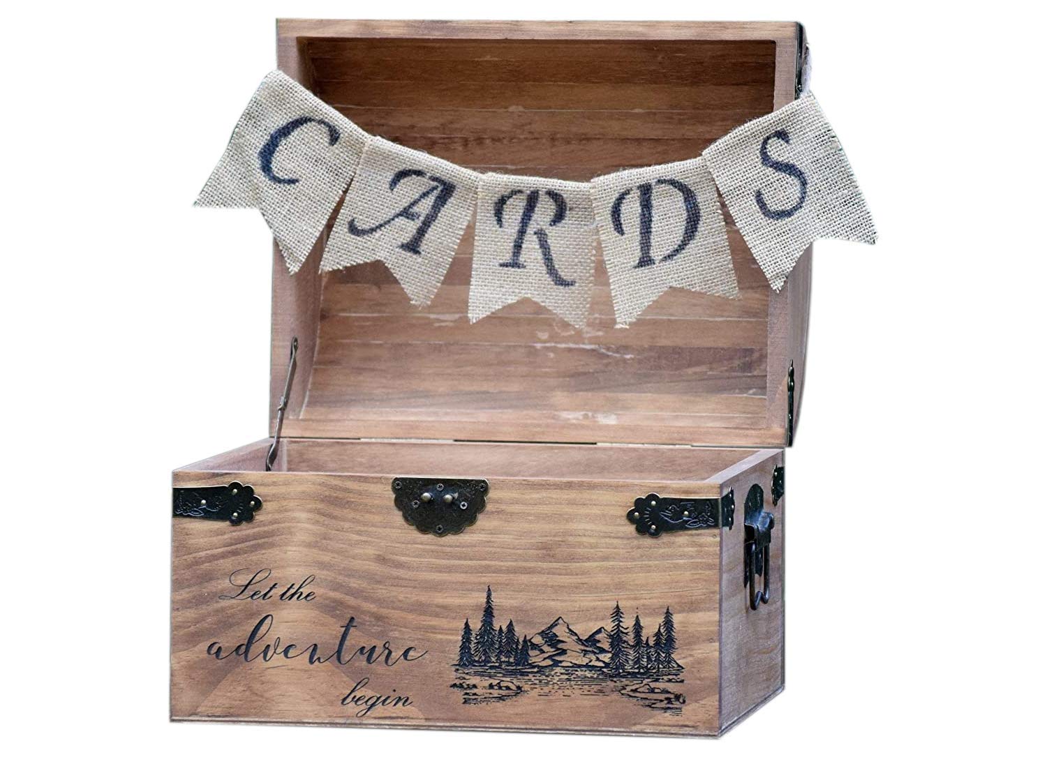 Amazon Com Personalized Wedding Card Box With Engraved Name And Date And Burlap Cards Banner Wedding Card Box Rustic Wooden Card Box Rustic Wedding Card Box Rustic Weddings Handmade