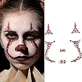 Face Gems Jewels Tattoos for Halloween, Day of the Dead Face Temporary Skull Tattoos Rhinestone Crystal Stones Body Gems Makeup Stickers for Women Men Halloween Rave Party