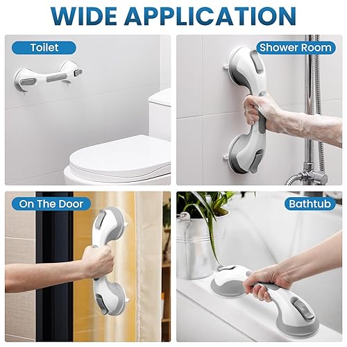 LEVERLOC Grab Bars for Bathtubs and Showers Pack Suction Grab