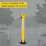 Berry 65CM Parking Barrier Bollard 2 Keys Yellow ABS GI Reflective Post (2 Pcs) view 2
