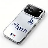 KOYOEY MLB Los Angeles Dodgers Phone Case, Shockproof Protective Cover for iPhone 18 Pro Max/17 Pro Max, Silver-Plated Back with Raised Camera Protection, LA Dodgers Gift