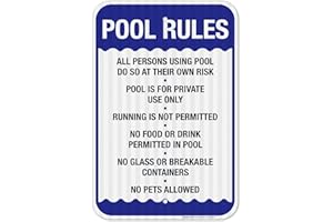 Pool Rules Sign, No Food or Drinks Pool Sign, 12x18 Inches, 3M EGP Reflective 0.63 Aluminum, Fade Resistant, Easy Mounting, Indoor/Outdoor Use, Made in USA by Sigo Signs