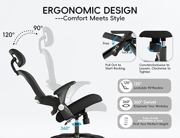 TRALT OFFICE CHAIR – ERGONOMIC OFFICE CHAIR WITH BACK SUPPORT, COMPUTER CHAIR – HOME OFFICE DESK CHAIR, 330 LBS WIDE SEAT BIG AND TALL OFFICE CHAIRS WITH HEADREST, COMFY DESK CHAIRS (BLACK)