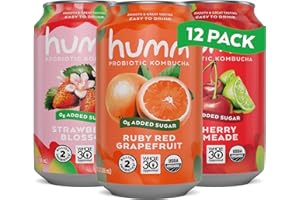 Humm Whole30 Approved Kombucha Variety Pack, Strawberry Blossom, Cherry Limeade, Ruby Red Grapefruit, Organic, Vegan & GMO Free (12 Pack)